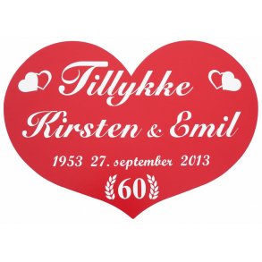 60 r - Skjold til diamantbryllup - Hjerte