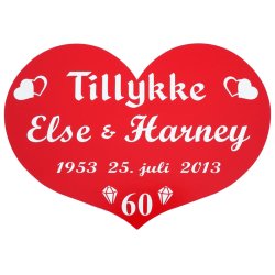 60 r - Skjold til diamantbryllup - Hjerte