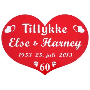 60 r - Skjold til diamantbryllup - Hjerte