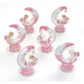 Bordpynt / kagepynt - Baby på måne - 6 stk - rød