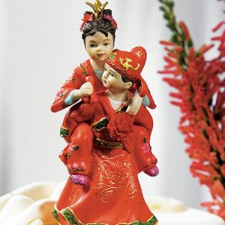 14,5 cm kagefigur til bryllup - Asiatisk brudepar