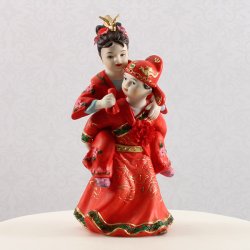 14,5 cm kagefigur til bryllup - Asiatisk brudepar