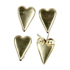 Brads - Hjerter - Guld -  10x15 mm - 30 stk