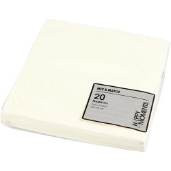 Servietter 40x40cm - stof look - Hvid