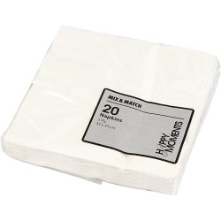 Servietter 33x33cm - 3 lags - Hvid