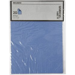 Papir - A4 - 20 stk - Lys bl / mrk bl