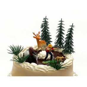 Jger med hund, vildand, kronvildt og trer