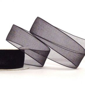 Organza bånd - 7 mm x 10 m - Sort