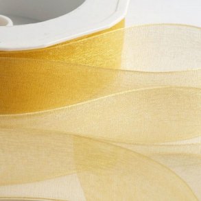 Organza bnd - 7 mm x 10 m - Guld