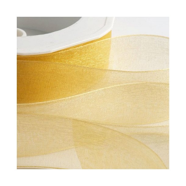 Organza bnd - 7 mm x 10 m - Guld