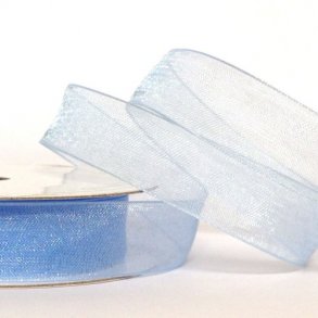 Organza bånd - 7 mm x 10 m - Lys Blå