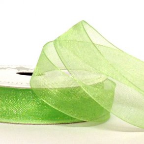 Organza bnd - 7 mm x 10 m - Grn