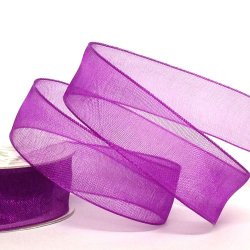 Organza b&aring;nd - 7 mm x 10 m - Blomme