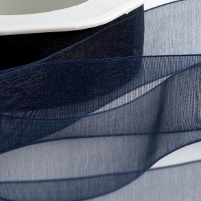 Organza bånd - 7 mm x 10 m - Marine blå