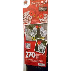 Quilling Kit - hane og hne - Rooster &amp; Hen incl. sort skabelon / plade