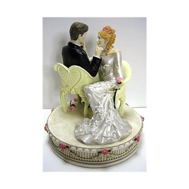 15,5 cm kagefigur til bryllup - Siddende par