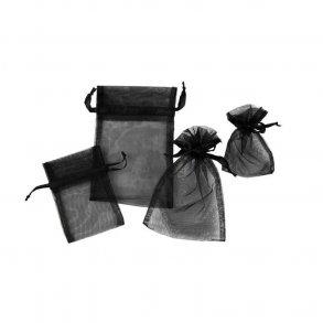 Organza pose - 7,5  x 10 cm + 10  x 15 cm - Sort