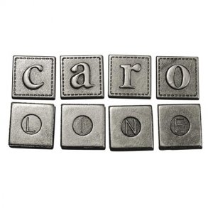 Metalpynt  -  bogstaver - stbt 1 x 1 cm - slv