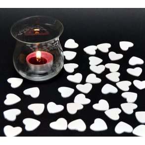 Konfetti -  Hjerte hvid - træ