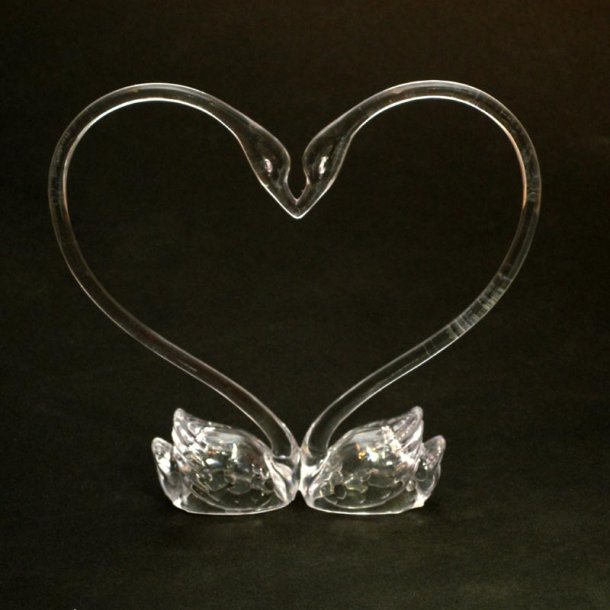 14 cm kagefigur til bryllup - klar svane hjerte