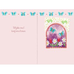 Telegram konfirmation - sommerfugle og blomster