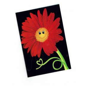 Telegram konfirmation - rød smilende blomst