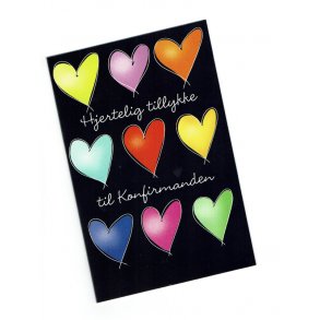 Telegram konfirmation - farvestrålende hjerter