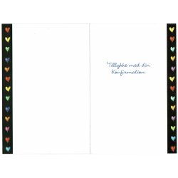 Telegram konfirmation - farvestr&aring;lende hjerter