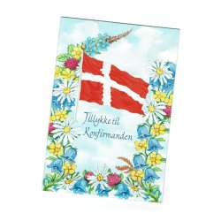 Telegram konfirmation - flag og  mark blomster