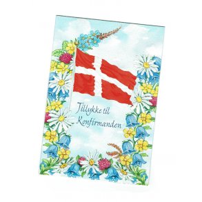 Telegram konfirmation - flag og  mark blomster