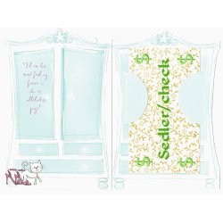 Telegram konfirmation - kl&aelig;deskab med 3D pynt