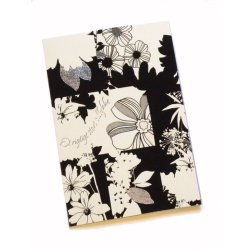 Telegram konfirmation - blomster hvid-s&oslash;lv-sort