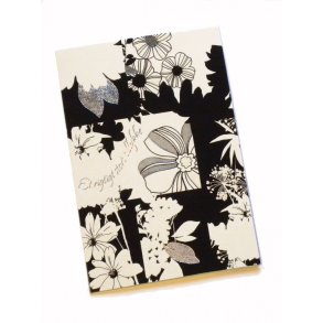 Telegram konfirmation - blomster hvid-sølv-sort