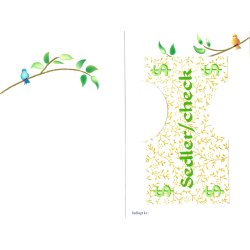 Telegram konfirmation - gren med fugle og glimmer