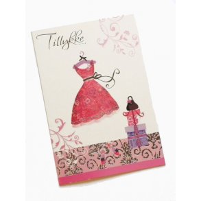 Telegram konfirmation - rød kjole med glimmer