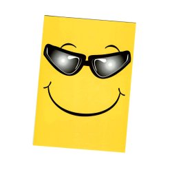 Telegram konfirmation - gult ansigt med solbriller