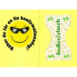 Telegram konfirmation - gult ansigt med solbriller