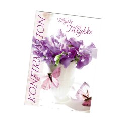 Telegram konfirmation - blomster og sommerfugle