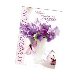 Telegram konfirmation - blomster og sommerfugle