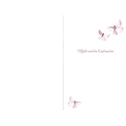 Telegram konfirmation - blomster og sommerfugle