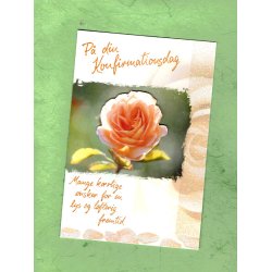 Telegram konfirmation - Rosen hoved 3D og glimmer