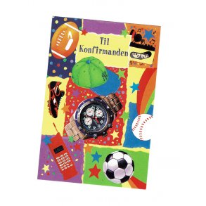 Telegram konfirmation - sport, kasket, ur, mobil