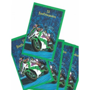 Telegram konfirmation - 5 kort - dreng motorcykel