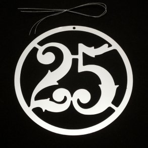 25 år - 2 stk i tynd metal - sølv 12 cm