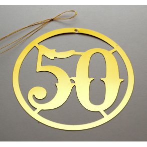 50 år - 2 stk i tynd metal - guld 12 cm