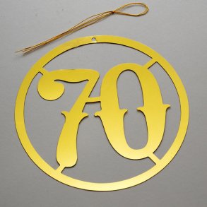 70 år - 2 stk i tynd metal - guld 12 cm