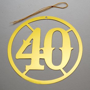 40 år - 2 stk i tynd metal - guld 12 cm