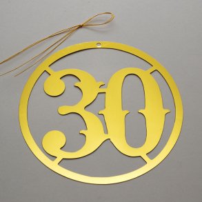 30 år - 2 stk i tynd metal - guld 12 cm