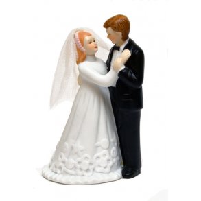 13 cm bryllups figur - Brudepar i porcelæn