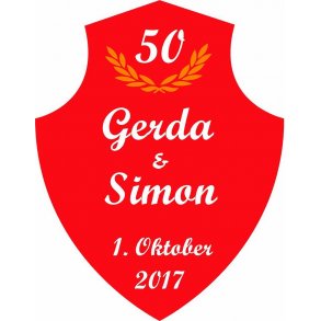 50 Skjold til Guldbryllup 